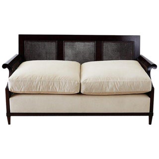 Madeline Stuart Regency Cane and Mahogany Settee For Sale