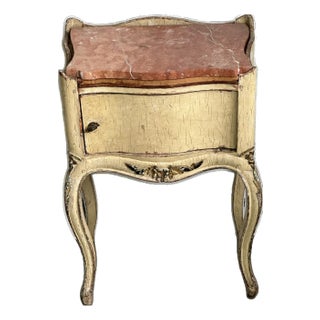 Antique French Side Table With Pink Marble Top For Sale