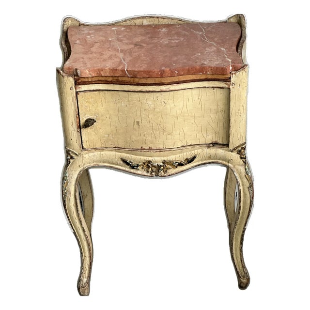 Antique French Side Table With Pink Marble Top For Sale