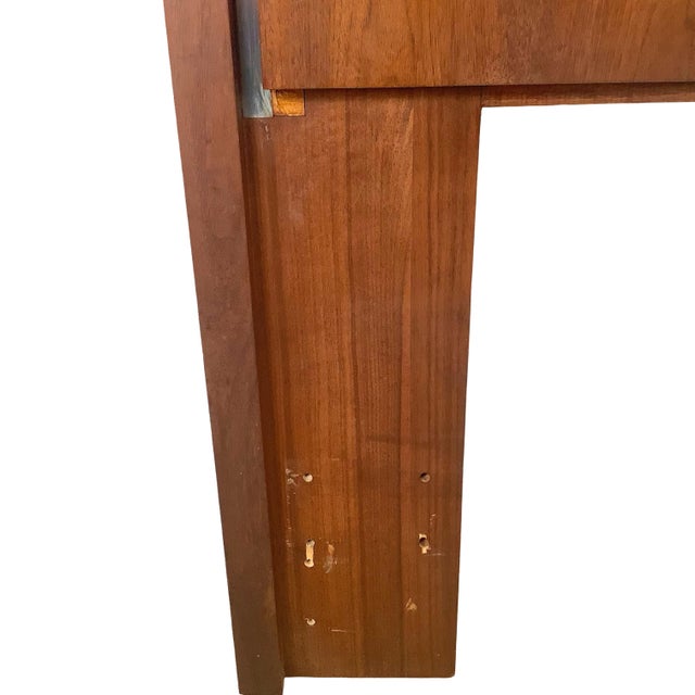 Mid-Century Modern Walnut Headboard With Chrome Inlay- Queen For Sale - Image 12 of 16