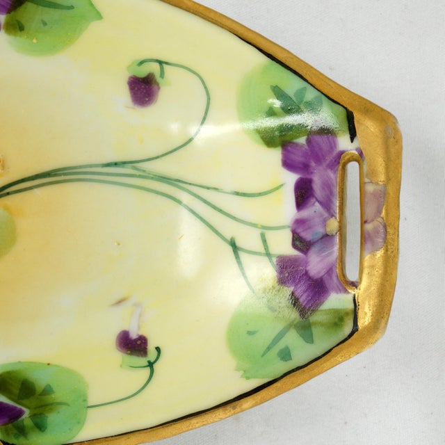 Antique Nippon Porcelain Trays Violet Motif – 1920s Set of 12 For Sale - Image 10 of 11