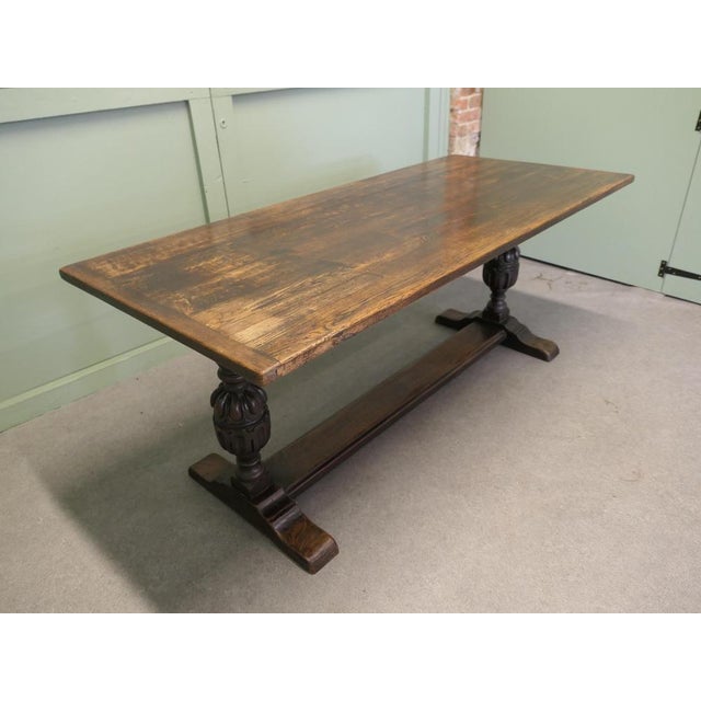 Wood Oak Refectory Dining Table, Late 19th Century For Sale - Image 7 of 8