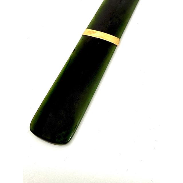 Early 20th Century Chinese Spinach Jade and Gold Page Turner with a small Agate Page Turner For Sale - Image 5 of 12