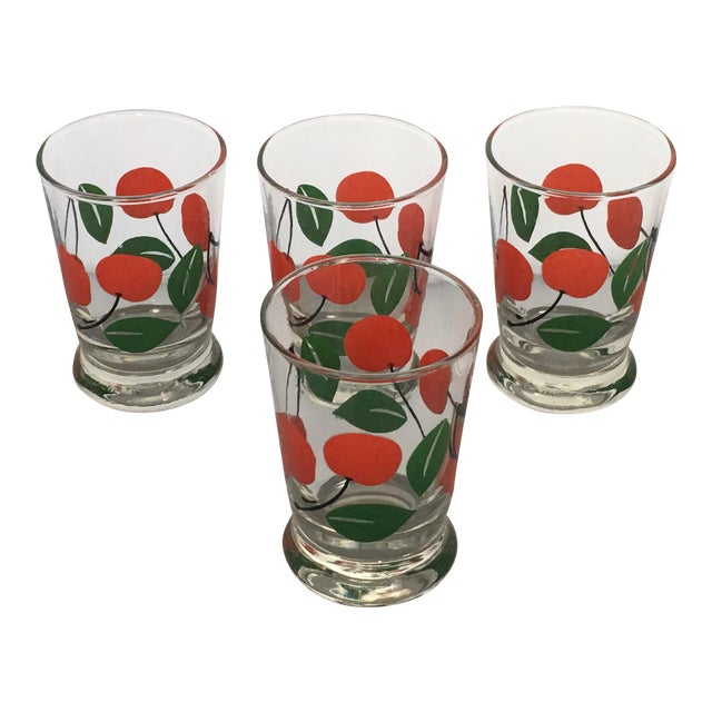 Vintage Cherry Patterned Juice Glasses Set of 4 Chairish