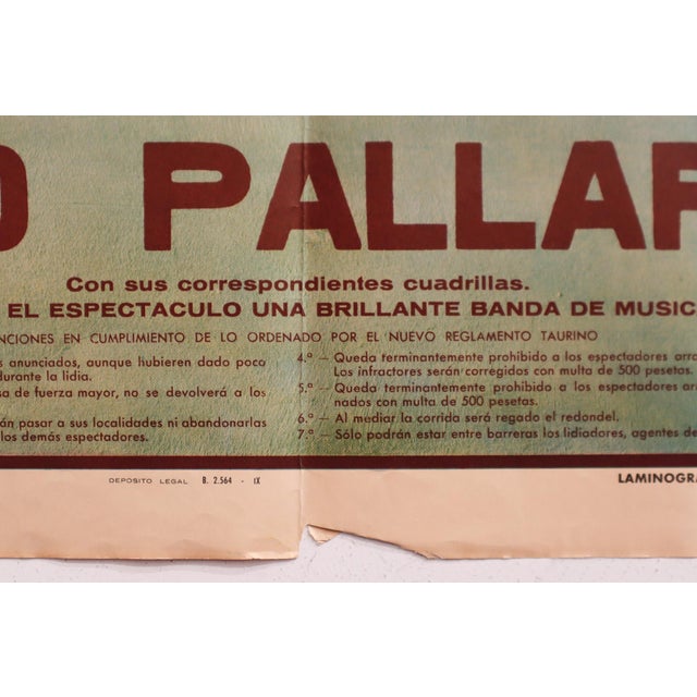 1960s Spanish Bullfighter Poster - Plaza De Toros Monumental (Barcelona) For Sale - Image 6 of 7