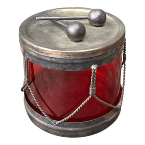 Vintage Glass Drum Lidded Jar