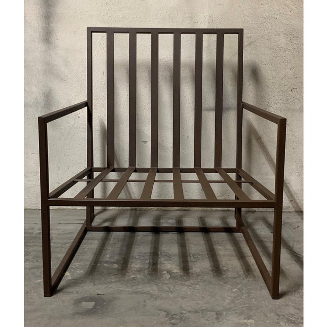 Mid-Century Modern New Outdoor Armchair in Wrought Iron For Sale - Image 3 of 13