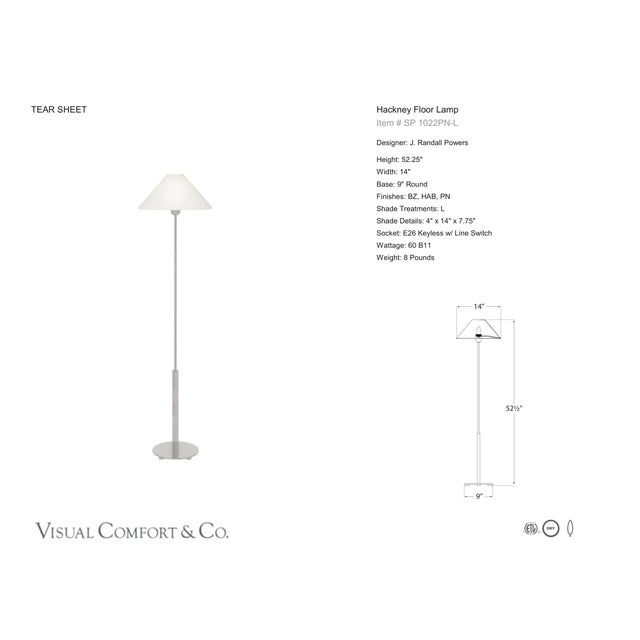 J. Randall Powers by Visual Comfort Signature Hackney Floor Lamp in Polished Nickel with Linen Shade Designer: J. Randall...