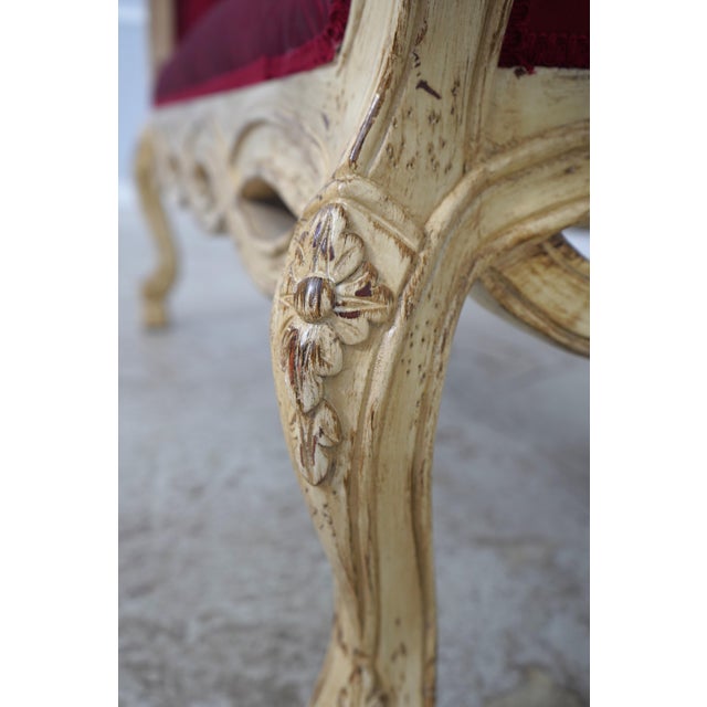 Pama French Louis XV Style Upholstered Window Bench For Sale - Image 11 of 14