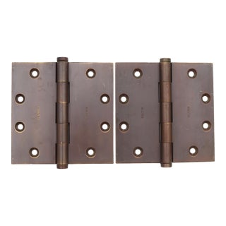 Pair of 4.5 X 4.5 In. Oil Rubbed Bronze Butt Door Hinges For Sale