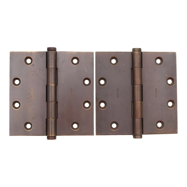 Pair of 4.5 X 4.5 In. Oil Rubbed Bronze Butt Door Hinges For Sale
