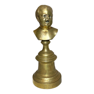 Antique 19th Century Solid Heavy Gilt Bronze Baby Child Bust Statue Sculpture