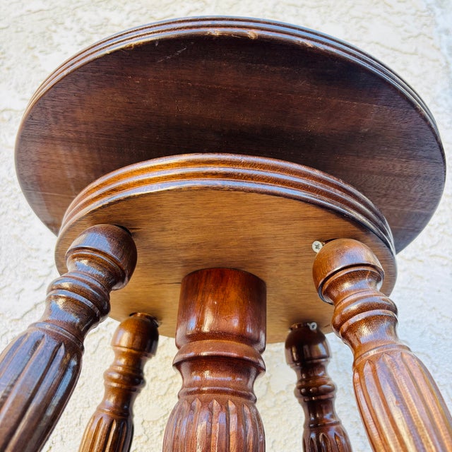 Antique Oak Swivel Piano Stool With Glass Ball Claw Feet, Circa 1900 For Sale - Image 14 of 18