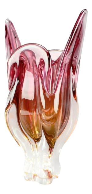 Mid-Century Pink and Amber Art Glass Vase by Josef Hospodka, 1960s