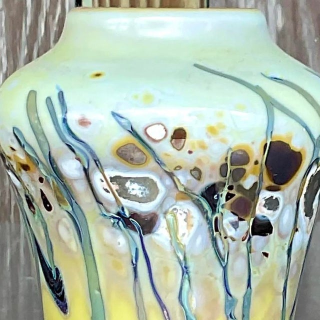 Vintage Boho Abstract Art Glass Vase For Sale In West Palm - Image 6 of 12