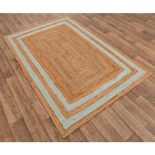 10'x14' Soft Sea Green Jute Braided Handmade Bohemian Rug For Sale - Image 6 of 11