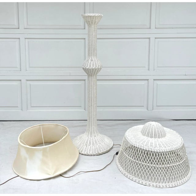 Antique Woven Wicker Floor Lamp For Sale - Image 10 of 13