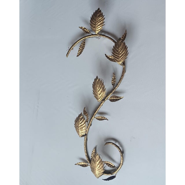 Golden Metal Branch with Leaves Wall Lamp, 1950s For Sale - Image 9 of 9