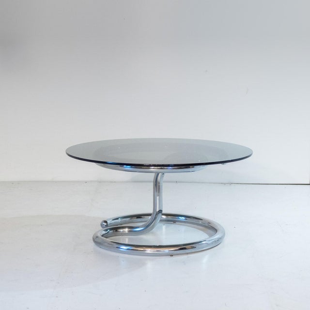 Cobra Coffee Table in Chromed Metal & Smoked Glass from Giotto Stoppino, 1960s For Sale - Image 10 of 14