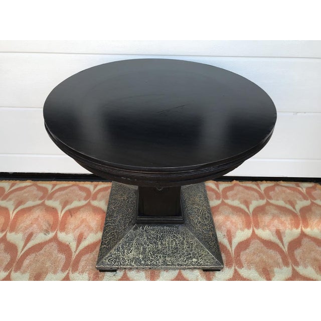 Black Round Table on a Leg Covered with Pressed Brass Sheet. 1920s For Sale - Image 14 of 18