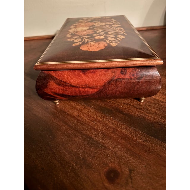 Mid 20th Century Modern Italian Inlaid Wood Music Jewelry Box, Italian Movement, Working For Sale - Image 11 of 12