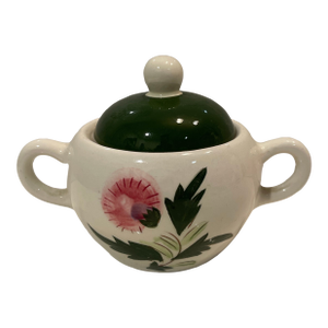 Mid 20th Century Stangl Pottery Pink Thistle Sugar Bowl & Lid