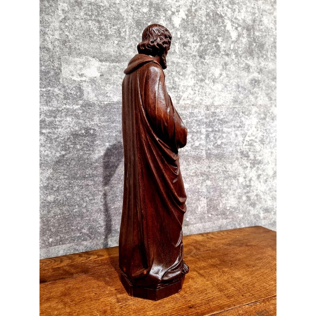 Dutch Artist, Hand Carved Holy Statue of Evangelist Marcus, 17th Century, Oak For Sale - Image 10 of 18