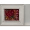 Ameryllis Study 2 - Miniature Abstract Floral Canvas Art by Contemporary British Artist, Angela Wakefield Art measures 12...