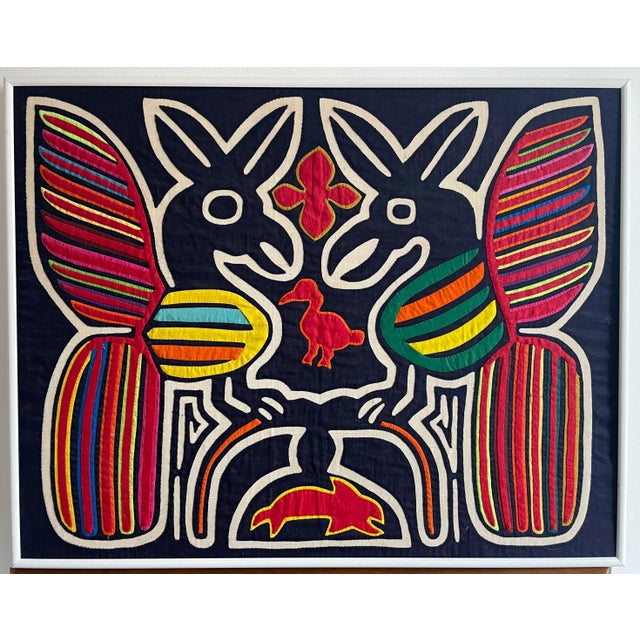 Metal Framed Vintage Indian Mola Textile Art For Sale - Image 7 of 10