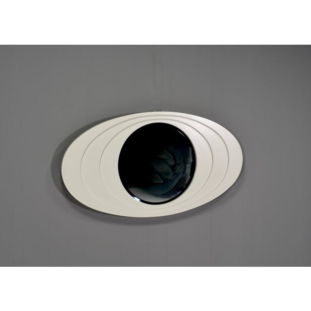 Mid-Century Space Age Carved Wood Mirror, Italy, 1970s For Sale - Image 4 of 14