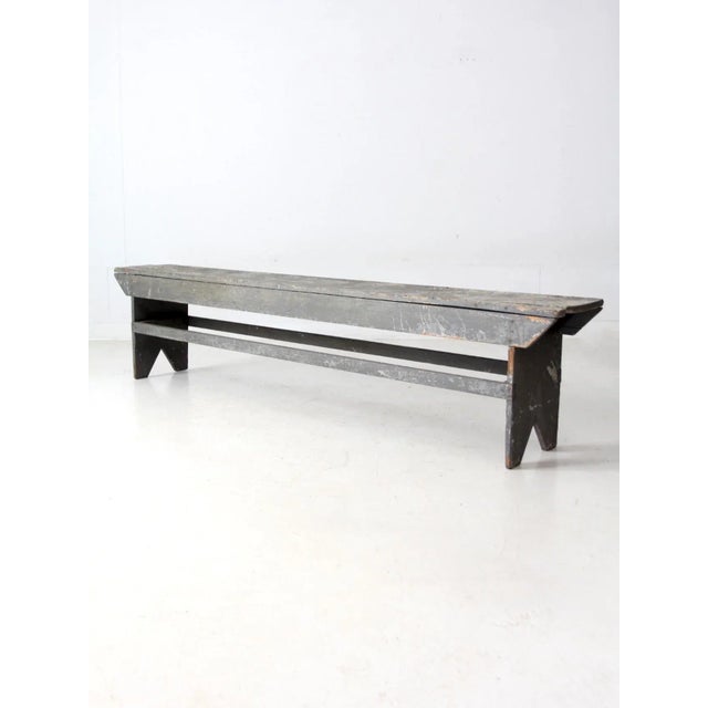 Antique Painted Farmhouse Bench For Sale - Image 4 of 18
