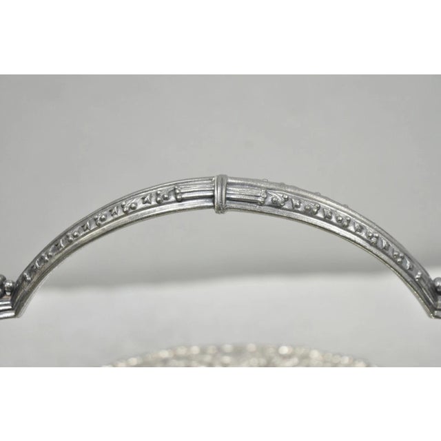 Early 20th Century Meriden Art Nouveau Silver Plated Floral Repousse Bread Pastry Brides Basket For Sale In Philadelphia - Image 6 of 17