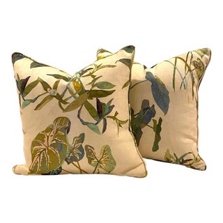 Pair of Custom-Tailored No 9 Jim Thompson Fabric Decorative Pillows For Sale