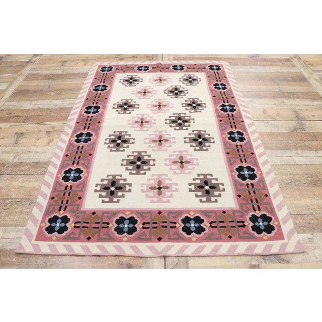 Textile Vintage Romanian Geometric Kilim Rug - 04'01 X 06'00 For Sale - Image 7 of 9