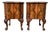 Vintage Walnut Bedside Tables with Marble Top, 1930s, Set of 2 For Sale