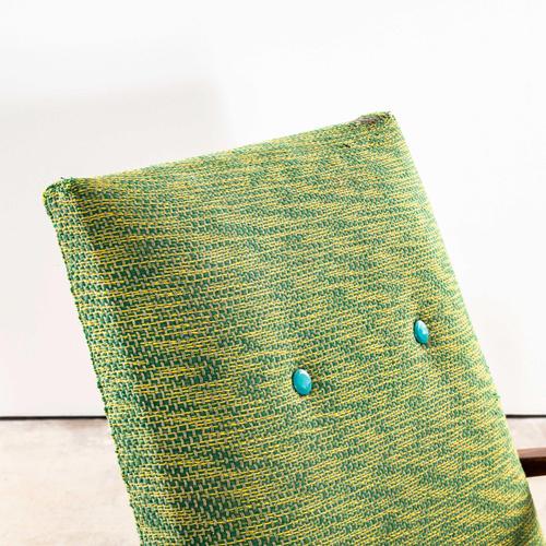 Lime Armchair in Geometric Lime Weave Fabric with Sprung Seat by Jaroslav Šmídek, 1950s For Sale - Image 8 of 11