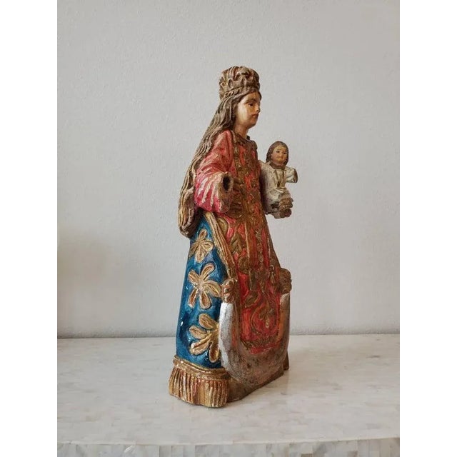 Antique Spanish Colonial Carved Santo Altar Figure For Sale - Image 4 of 11