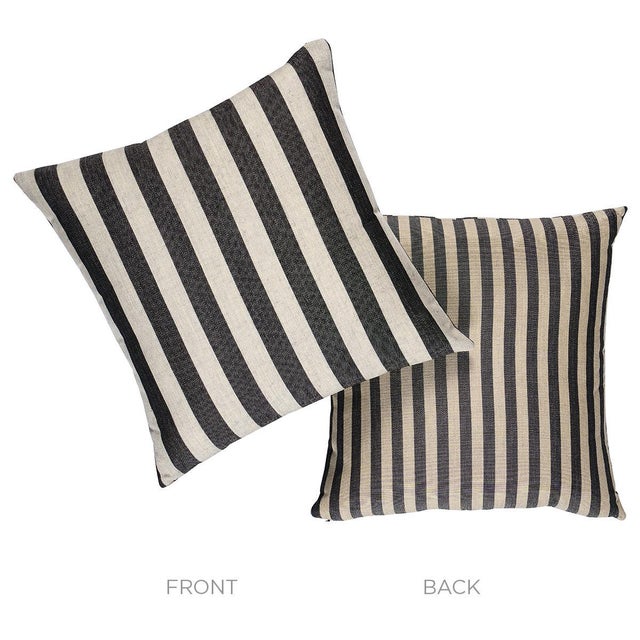 Contemporary Schumacher Hanson I/O Stripe 18" Pillow In Black For Sale - Image 3 of 5