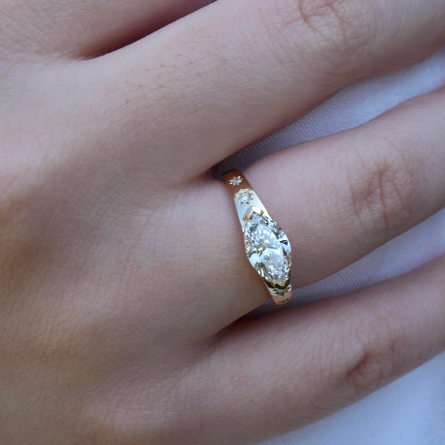 14K Solid Gold Lab Grown Diamond｜Marquise Lab Grown Diamond Grade: D-E Color｜VS Clarity Lab Grown Diamond CTW: 2.04 This...
