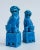 Mid-Century Modern Vintage C1970's-1980's Ceramic Glazed Peacock Cerulean Blue Foo Dogs -A Pair For Sale - Image 3 of 13