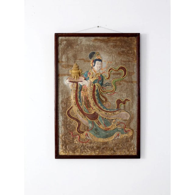 Sculpture Materials Vintage Chinese Plaster Painting For Sale - Image 7 of 12
