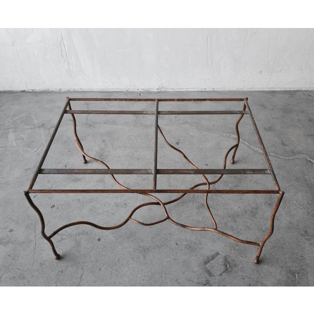 Oval Travertine Coffee Table With Hand-Forged Iron Base For Sale - Image 11 of 11