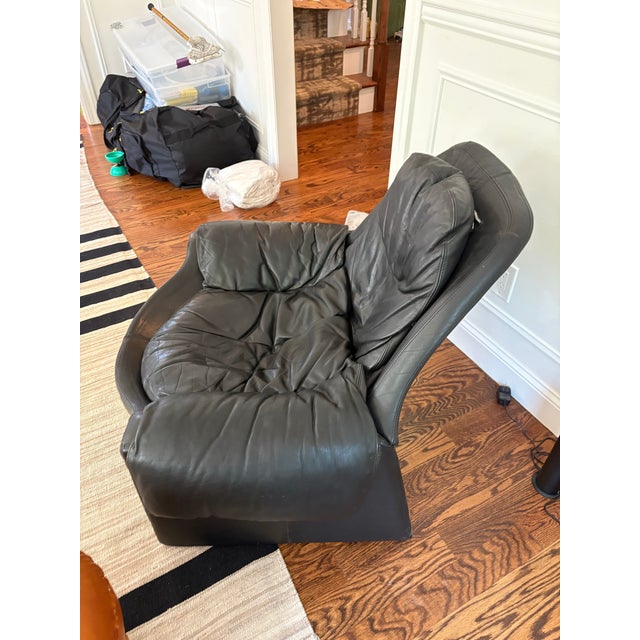 Vintage Black Leather Lounge Chair by Img Norway, 1980s For Sale - Image 4 of 10