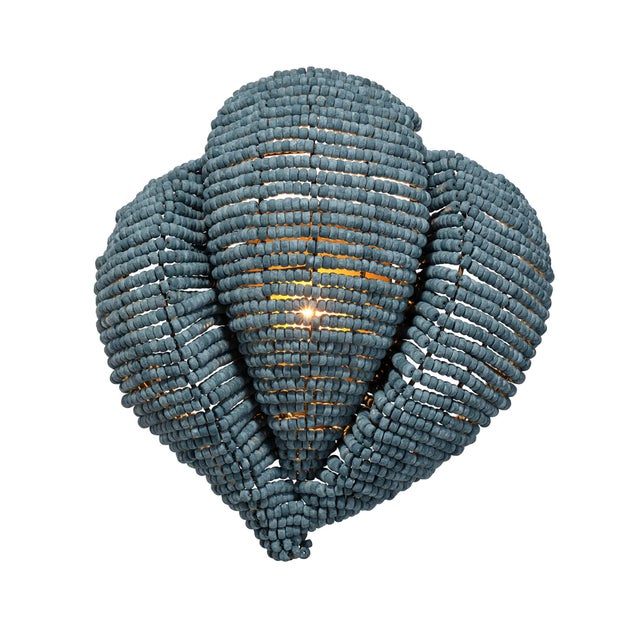 2020s Jamie Young Anguilla Wall Sconce in Blue Wood Beads For Sale - Image 5 of 9