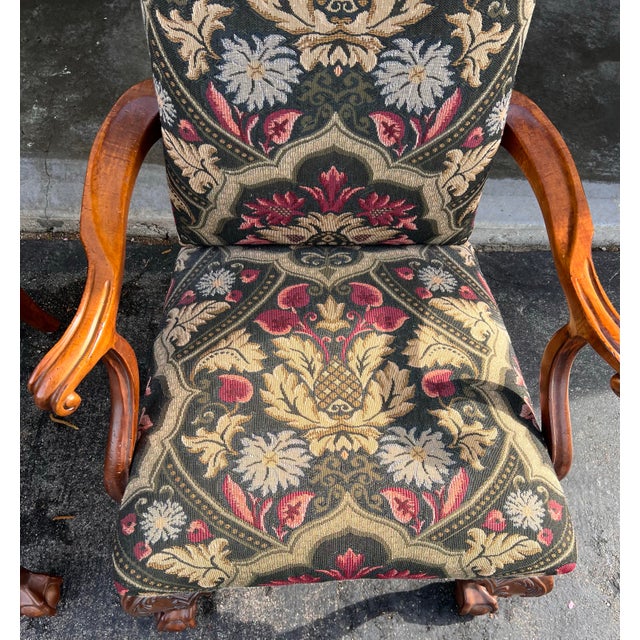Wood Century Furniture Chippendale Style Carved Mahogany Armchairs With Ball & Claw Feet a Pair For Sale - Image 7 of 11