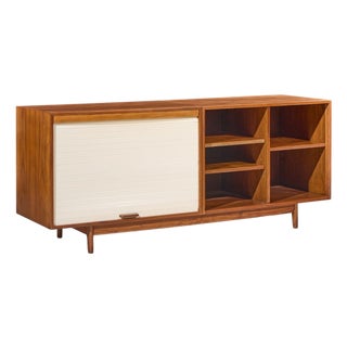 Jens Risom Mid Century Walnut Tambour Door Credenza For Sale