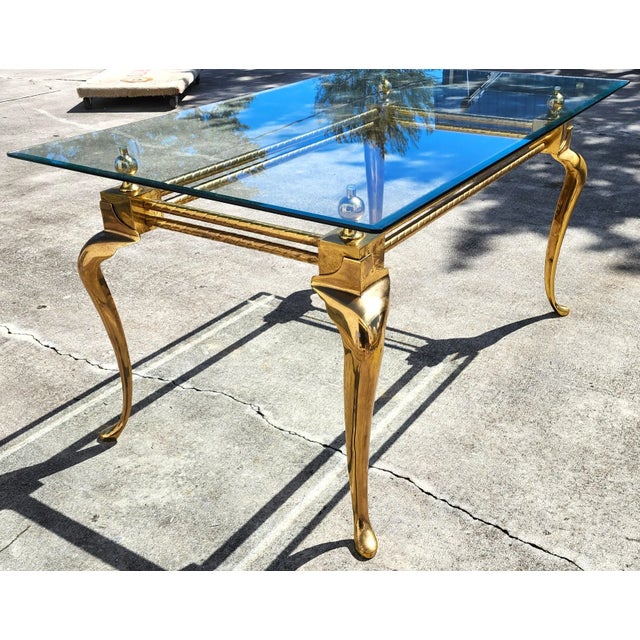 La Barge Brass Dining Table Desk 1970s For Sale - Image 9 of 16