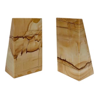 1970s Mid Century Architectural Tapered Picture Jasper Bookends - A Pair For Sale
