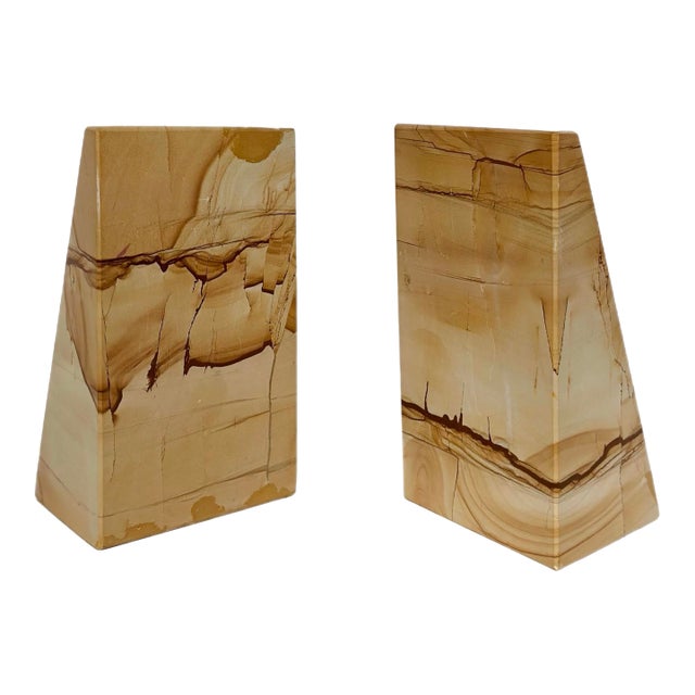 1970s Mid Century Architectural Tapered Picture Jasper Bookends - A Pair For Sale