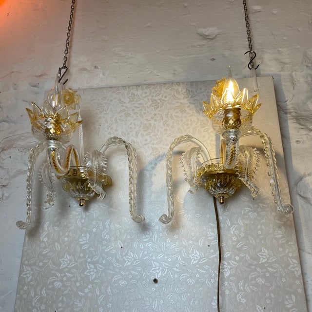 Murano Sconces in the style of Barovier & Toso, 1980s, Set of 2 For Sale - Image 13 of 15